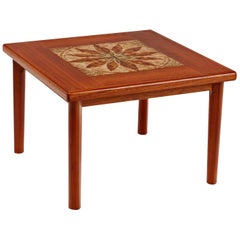Danish Modern Teak Stone Tile Leaf Motif Side Table by BRDR Furbo