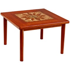 Danish Modern Teak Stone Tile Leaf Motif Side Table by BRDR Furbo