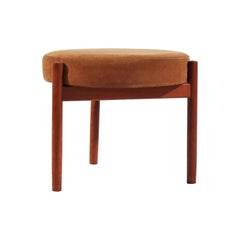 Danish Modern Teak and Suede Stool or Ottoman by Hugo Frandsen, 1965