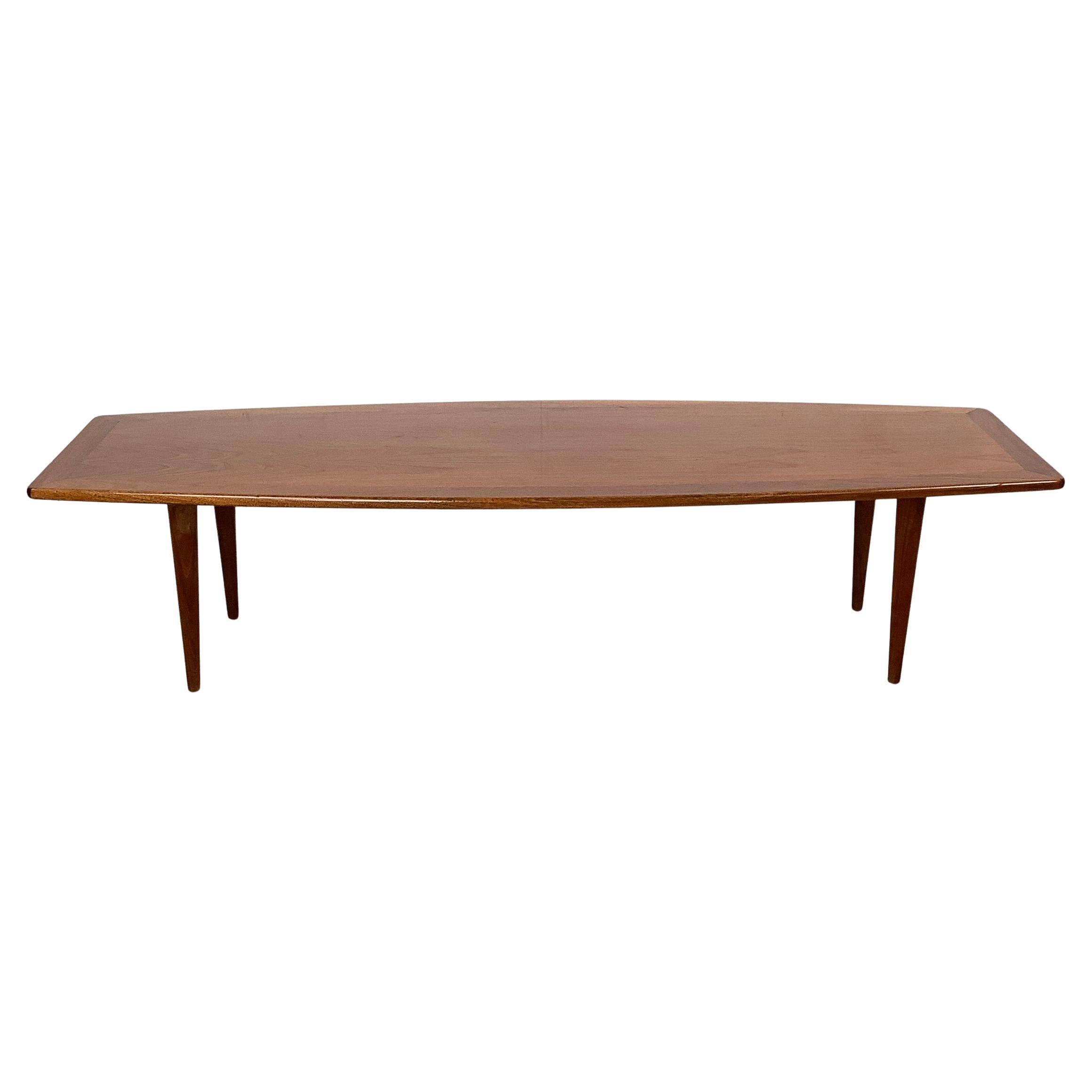 Tavolino da caffè moderno danese in teak con tavola da surf