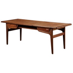 Danish Modern Teak Surfboard Coffee Table with Storage