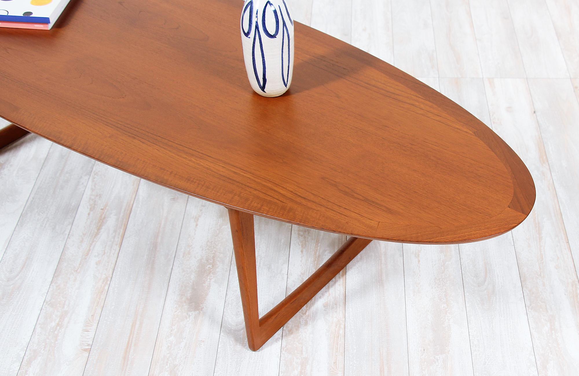 Mid-Century Modern Danish Modern Teak Surfboard Style Coffee Table by Moreddi