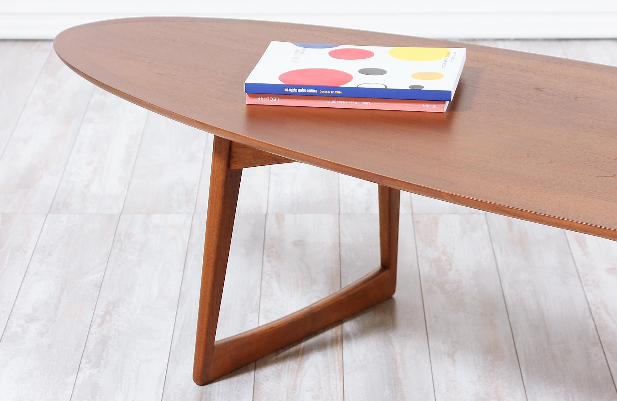 Danish Modern Teak Surfboard Style Coffee Table by Moreddi 1