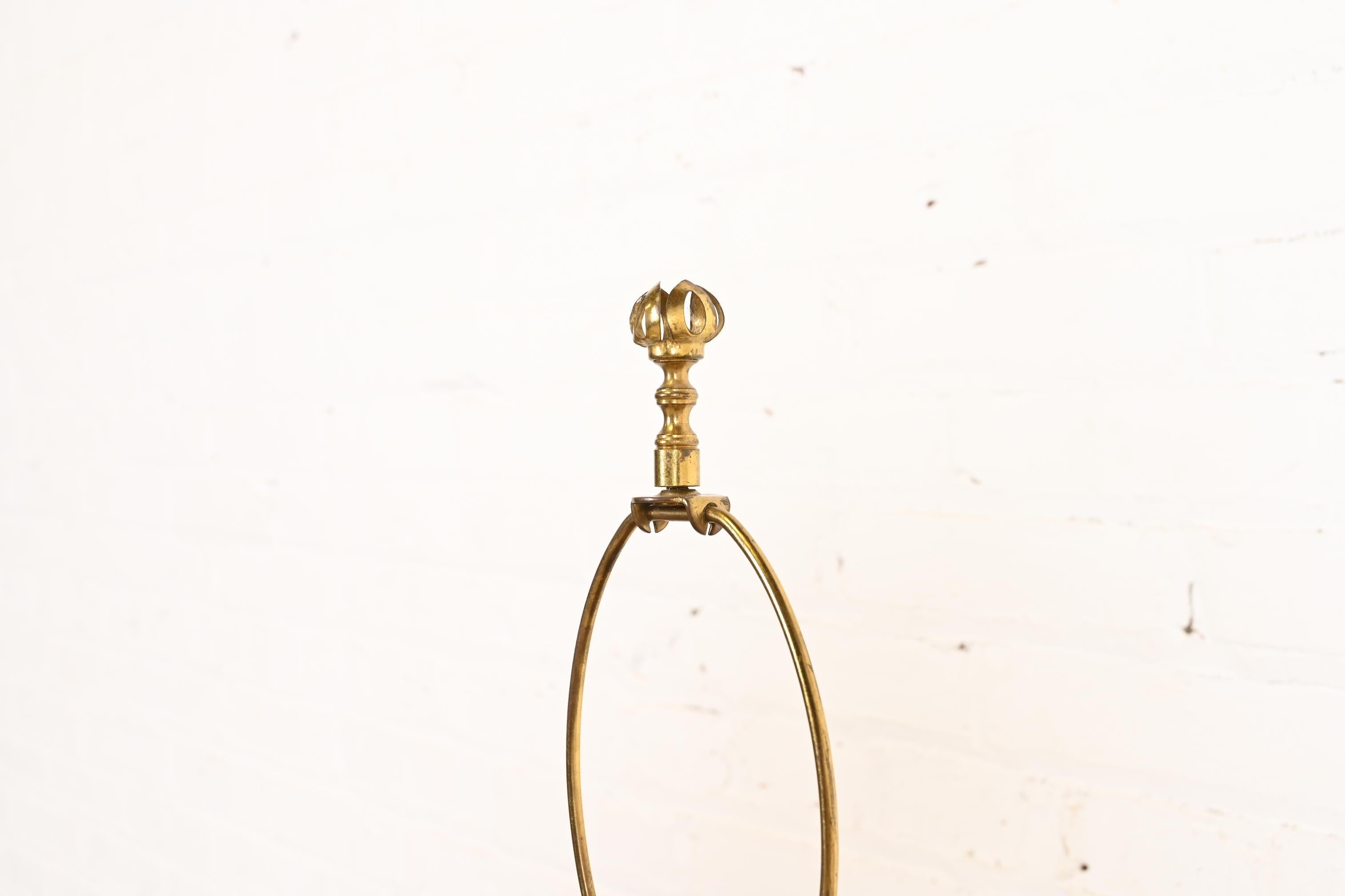 Brass Danish Modern Teak Table Lamp, Circa 1960s For Sale