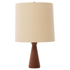 Danish Modern Teak Table Lamp with Linen Shade