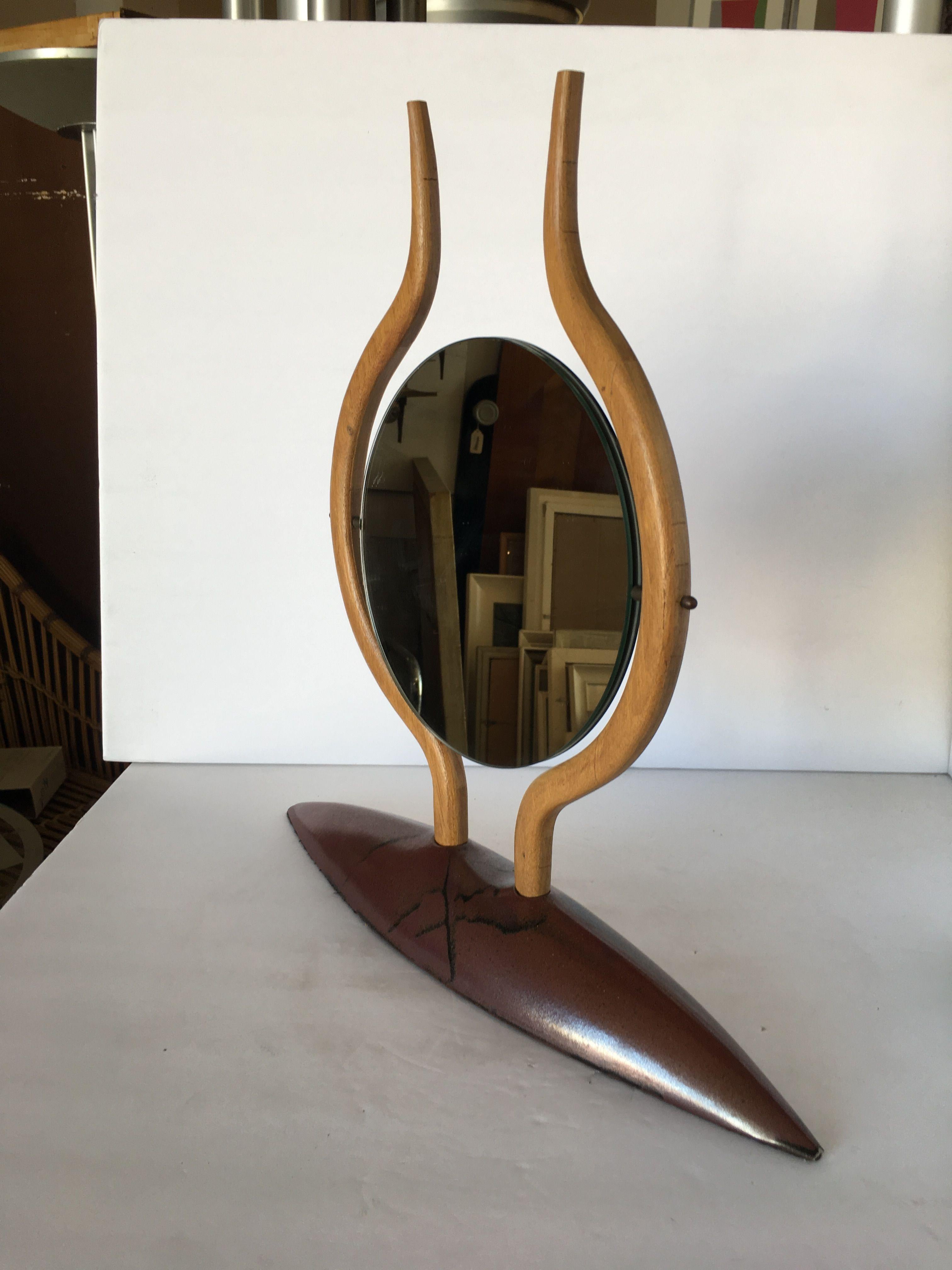 American Danish Modern Teak Table Top Vanity Mirror