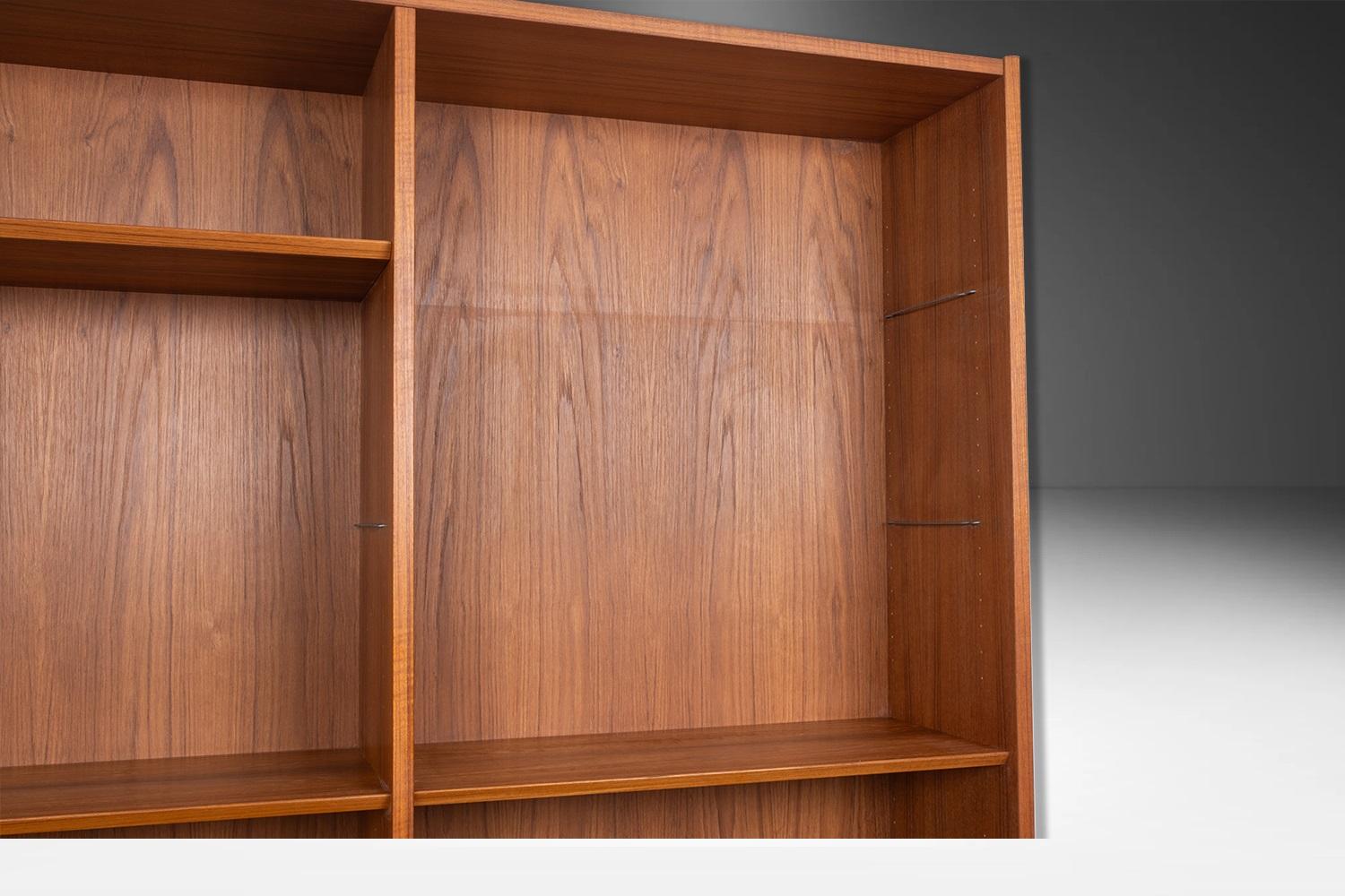 Dänisches Modernes Teakholz Doppelter Bücherschrank Poul Hundevad (Moderne der Mitte des Jahrhunderts)