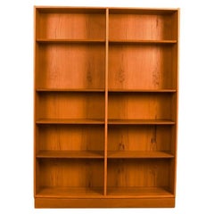 Danish Modern Teak Tall Double Bookcase Poul Hundevad