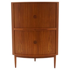 Danish Modern Teak Tambour Corner Bar Cabinet by Johannes Andersen