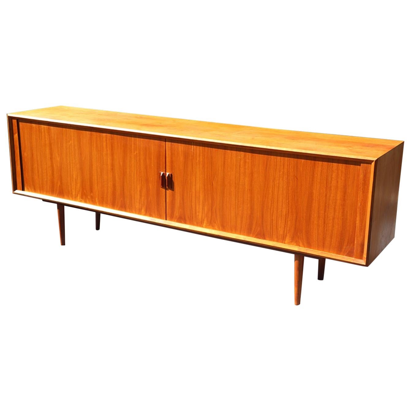 Danish Modern Teak Tambour Credenza Sideboard