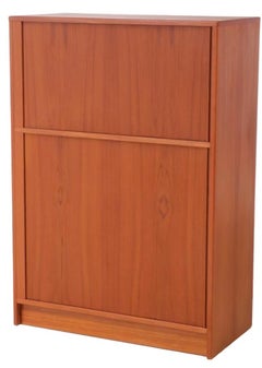 Danish Modern Teak Tambour-Door Clothes Press, 1970s