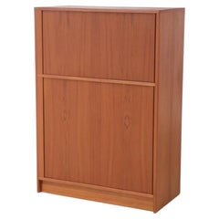 Vintage Danish Modern Teak Tambour-Door Clothes Press, 1970s
