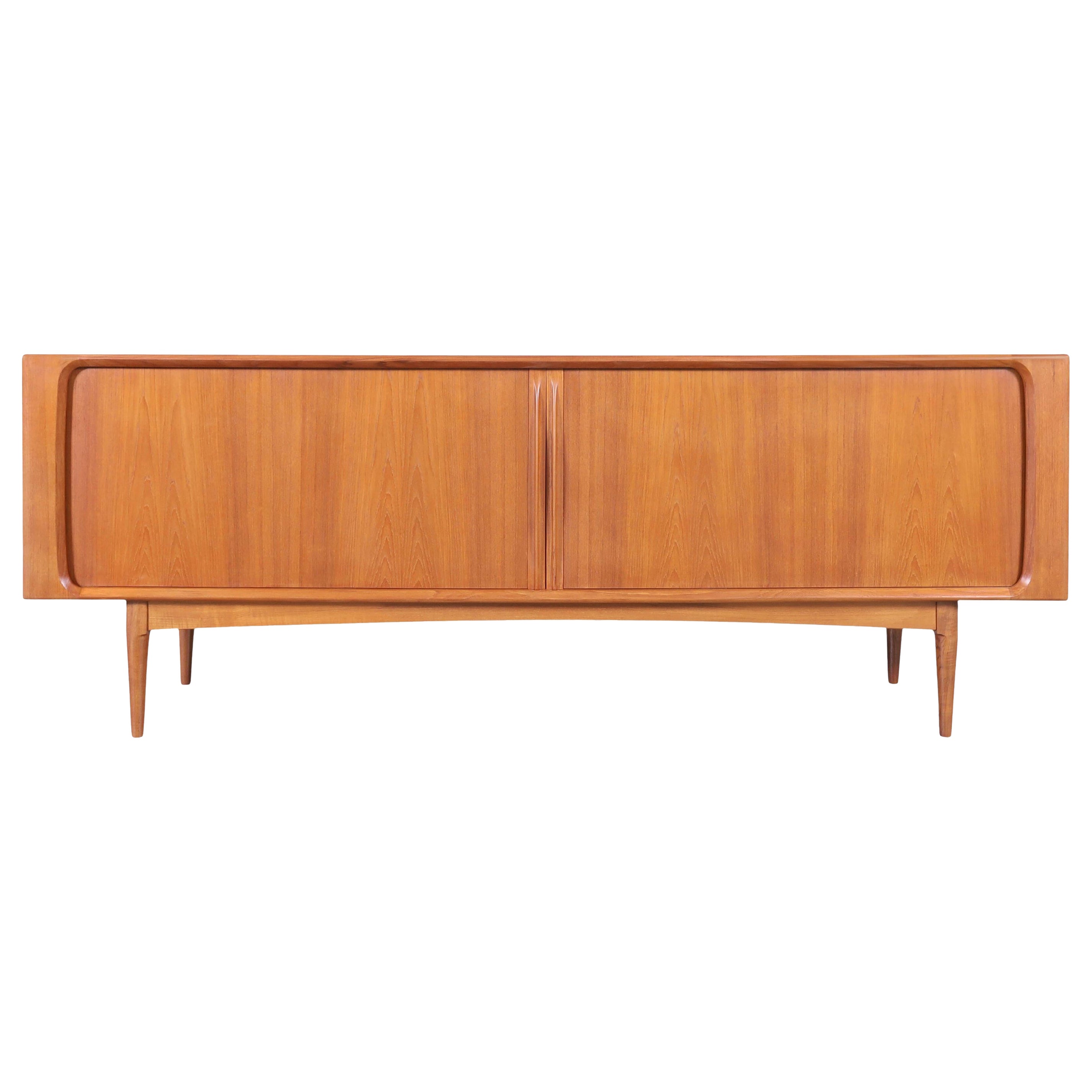 Danish Modern Teak Tambour Door Credenza by Bernhard Pedersen & Son