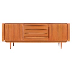 Danish Modern Teak Tambour Door Credenza by Bernhard Pedersen & Son