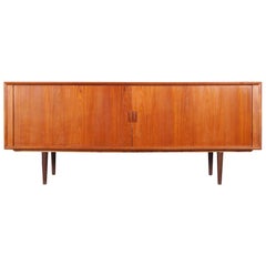 Danish Modern Teak Tambour Door Credenza by Svend A. Larsen