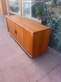 Danish Modern Teak Tambour Door Credenza Media Cabinet by Dyrlund
