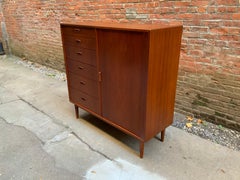 Danish Modern Teak Tambour Door Gentleman's Dresser