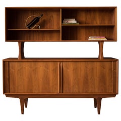 Danish Modern Teak Tambour Door Sideboard and Hutch by Bernhard Pedersen & Son
