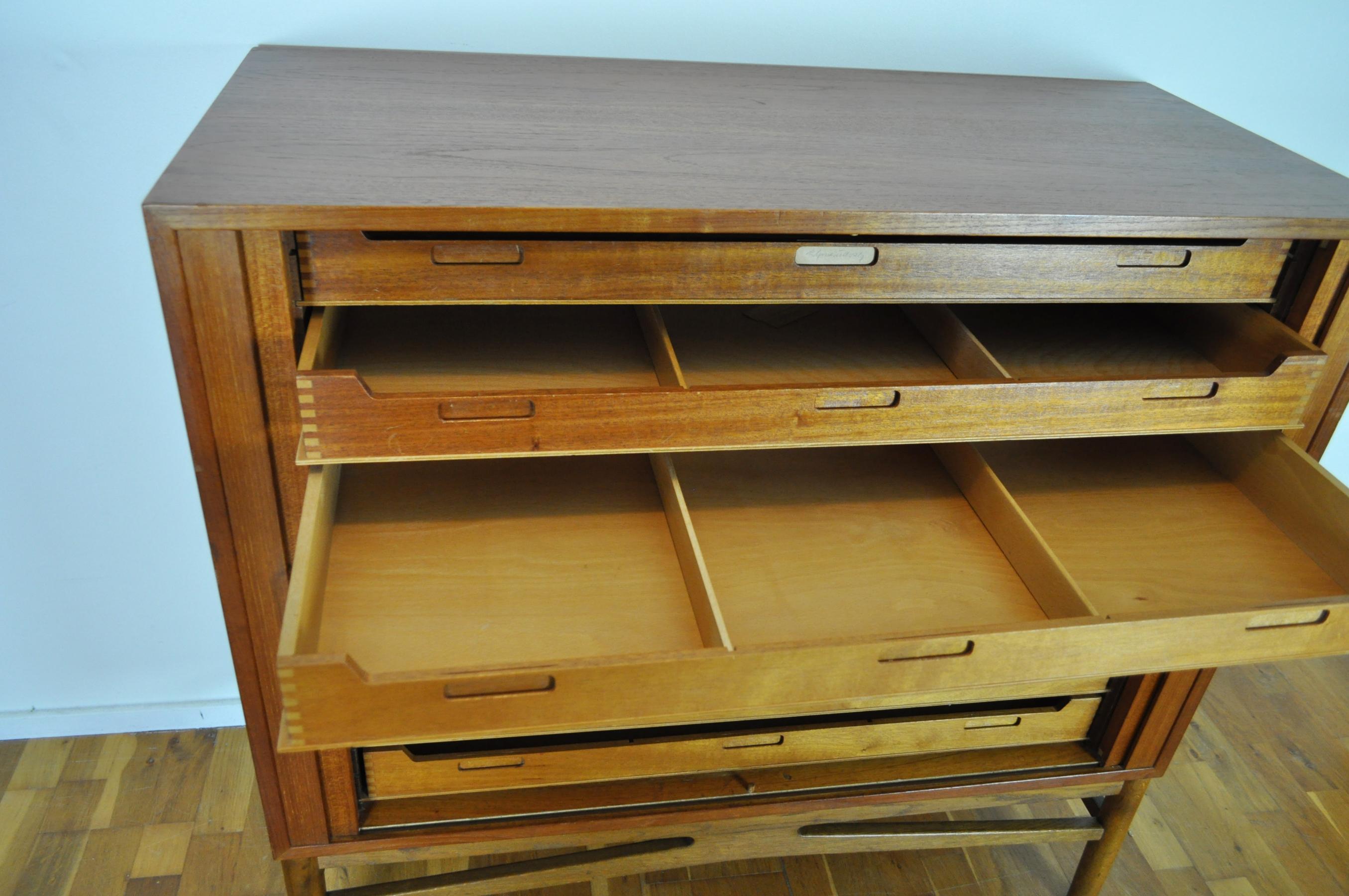 Danish Modern Teak Tambour File Cabinet, 1960s 4