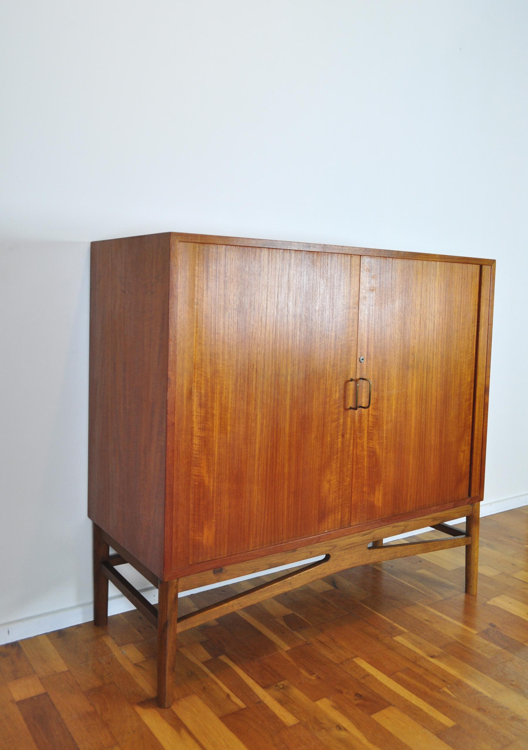 Danish Modern Teak Tambour File Cabinet, 1960s In Good Condition In Vordingborg, DK