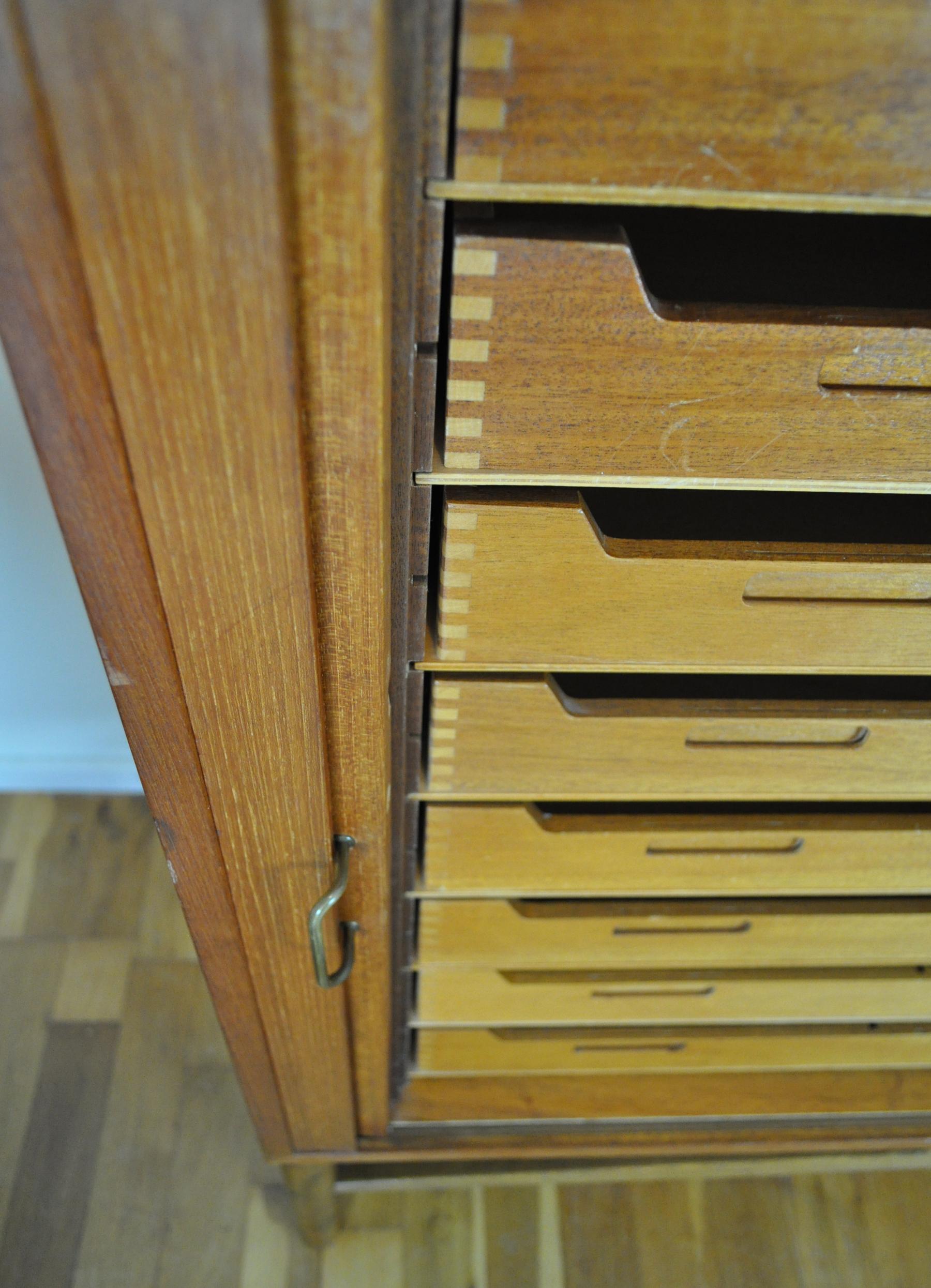 Danish Modern Teak Tambour File Cabinet, 1960s 1