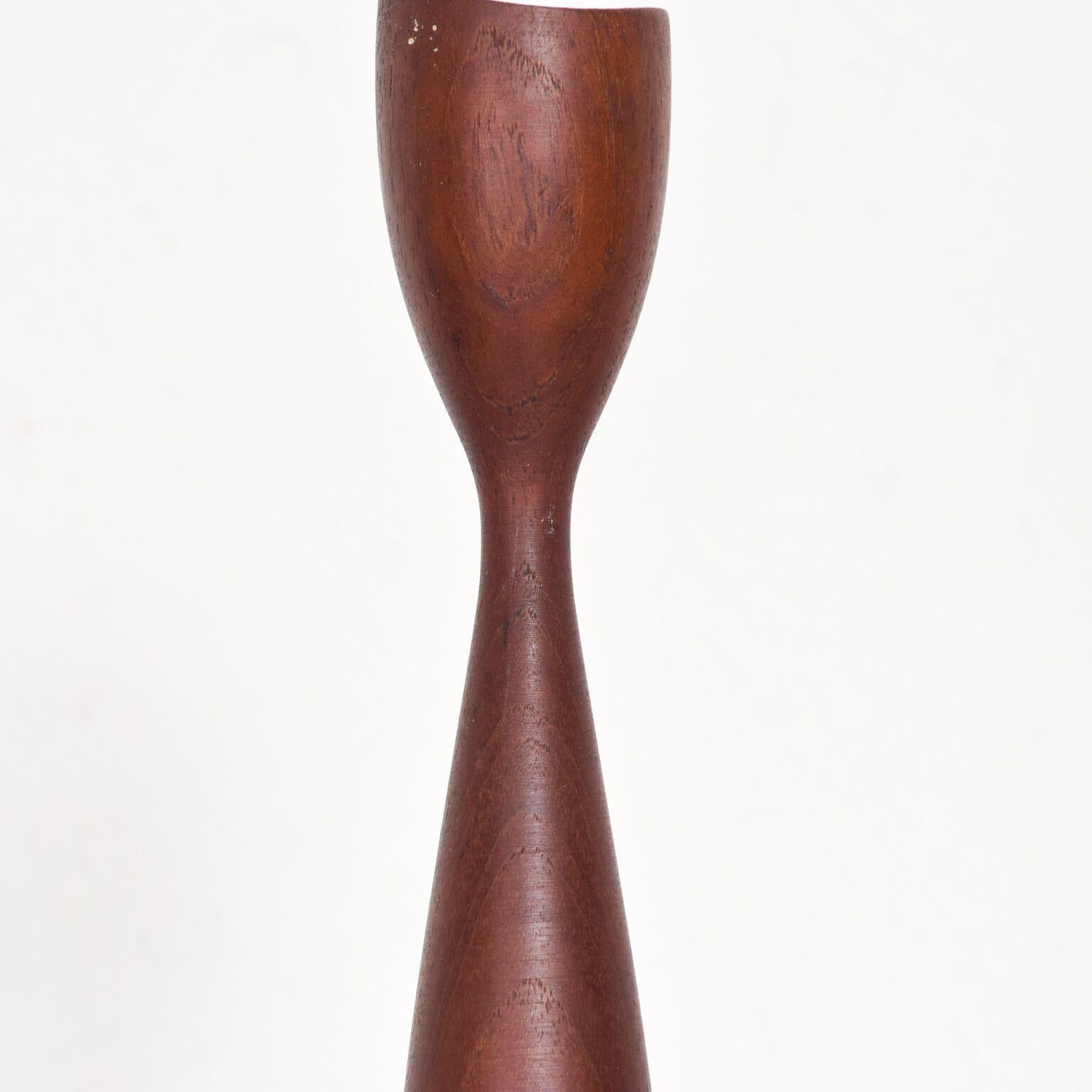 Mid-Century Modern Danish Modern Teak Taper Candleholder Sculptural Tulip