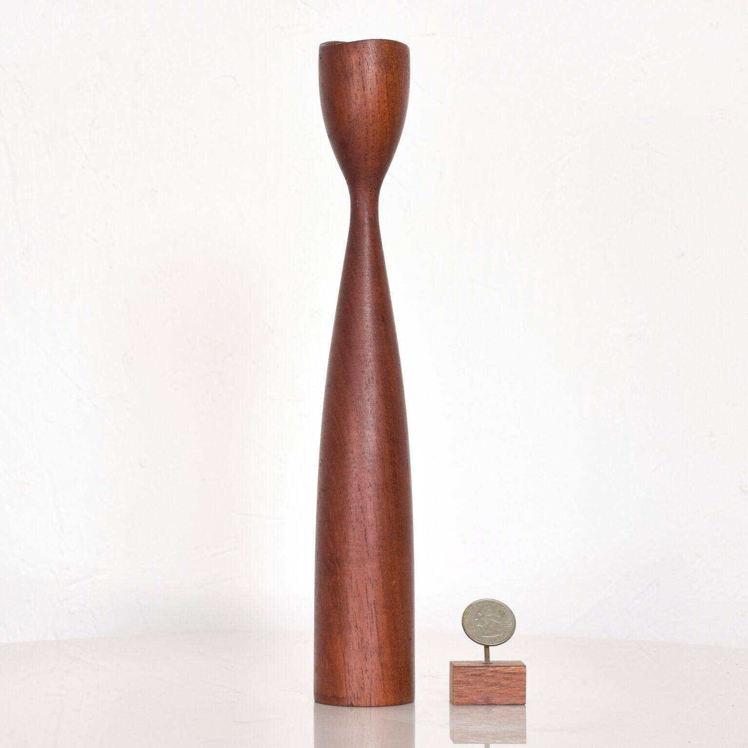 Danish Modern Teak Taper Candleholder Sculptural Tulip 1