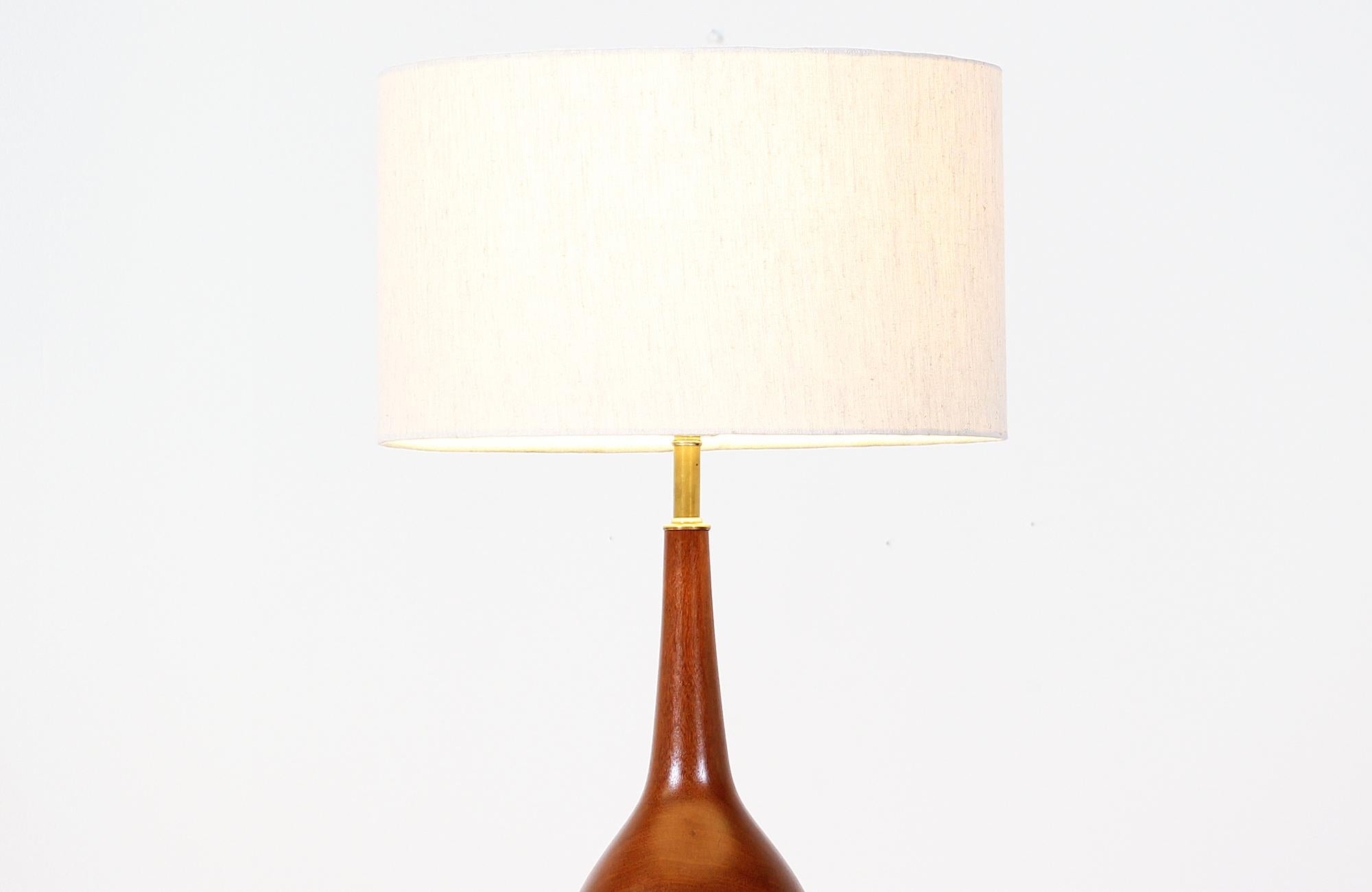 American Danish Modern Teak Teardrop Table Lamp