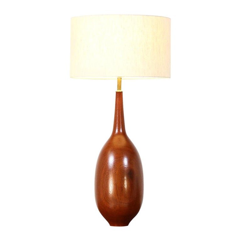 Danish Modern Teak Teardrop Table Lamp at 1stDibs