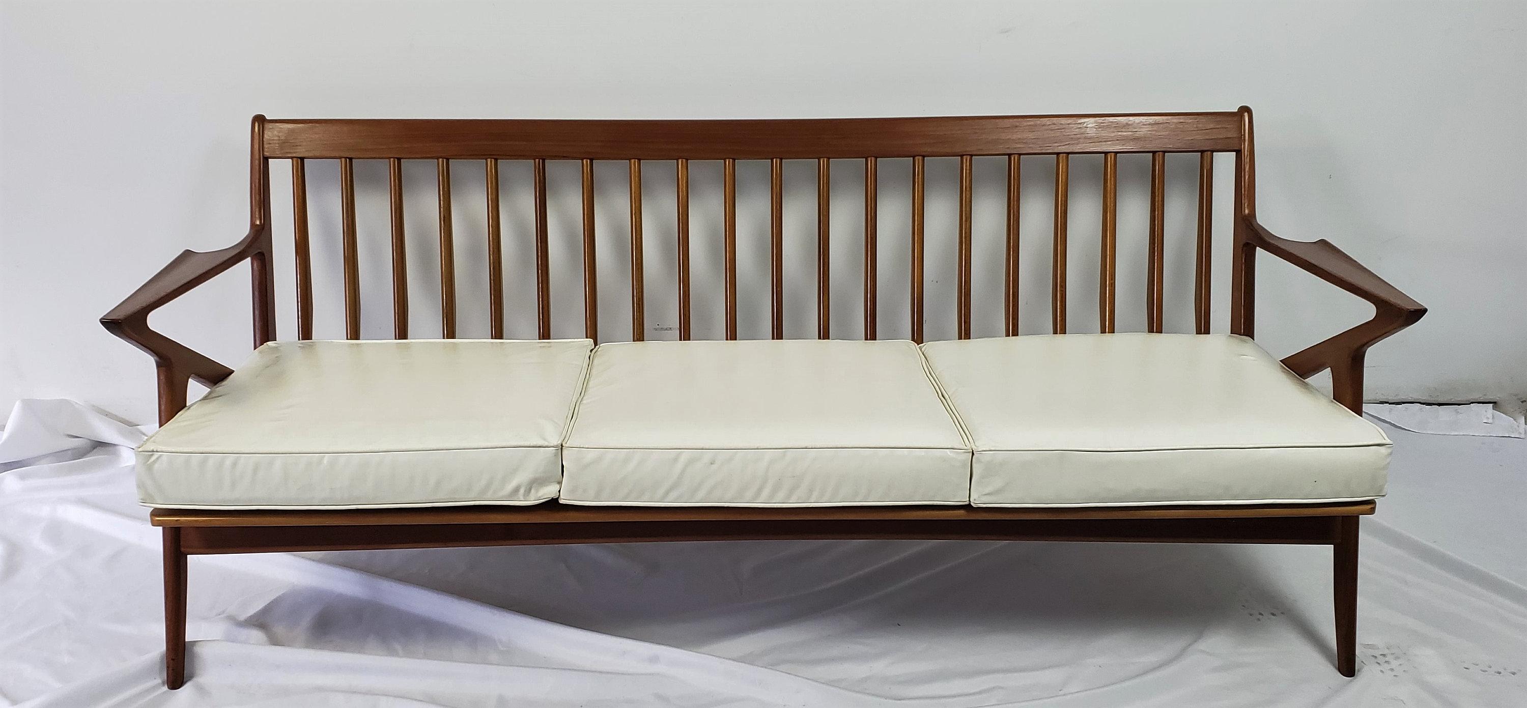 Faux Leather Danish Modern Teak Three-Cushion Z Sofa by Poul Jensen for Selig