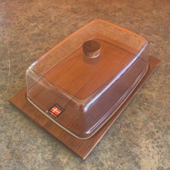 Danish Modern Teak Tray / Cheese Board with Dome Lid.ivnl__
