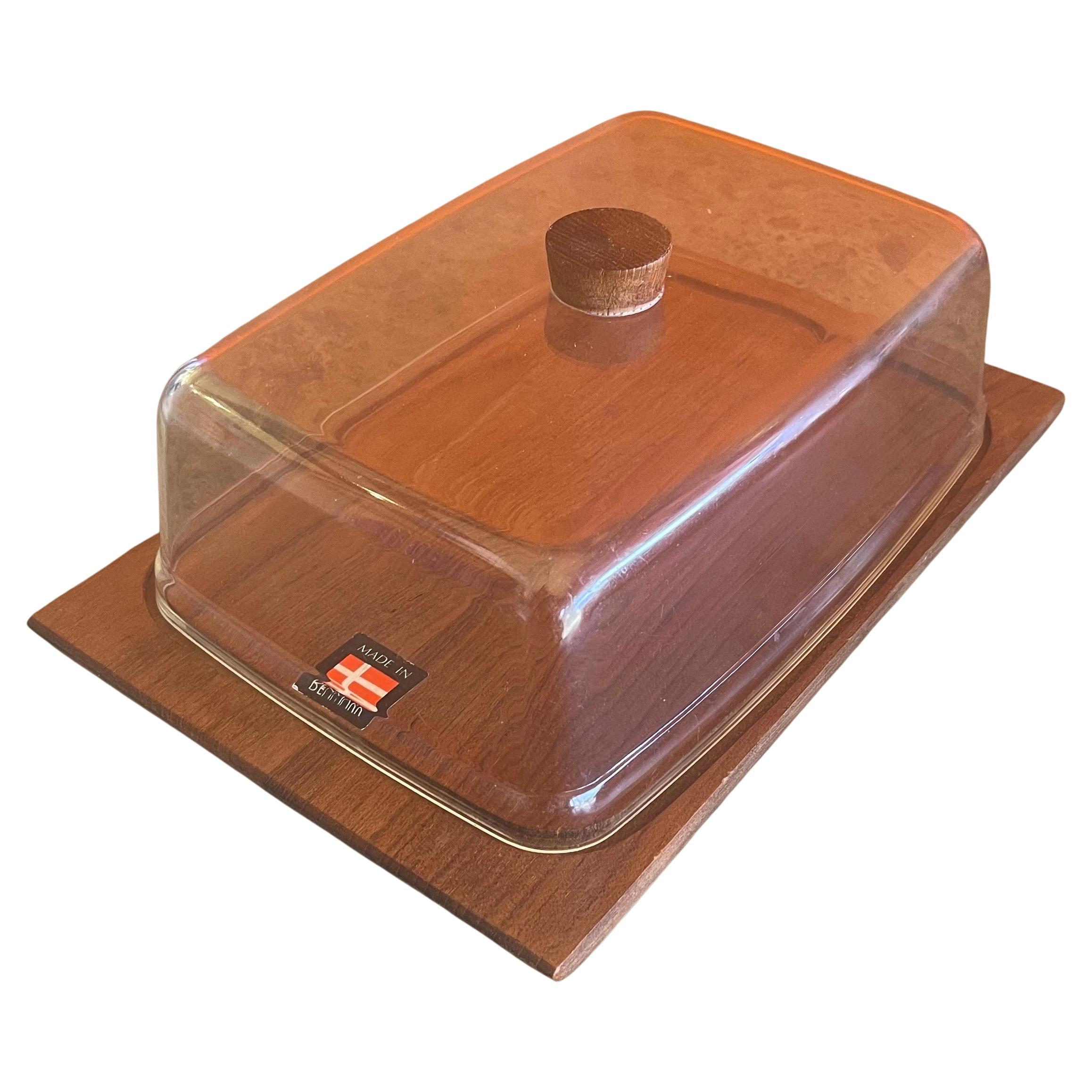 Danish Modern Teak Tray / Cheese Board with Dome Lid.ivnl__ For Sale