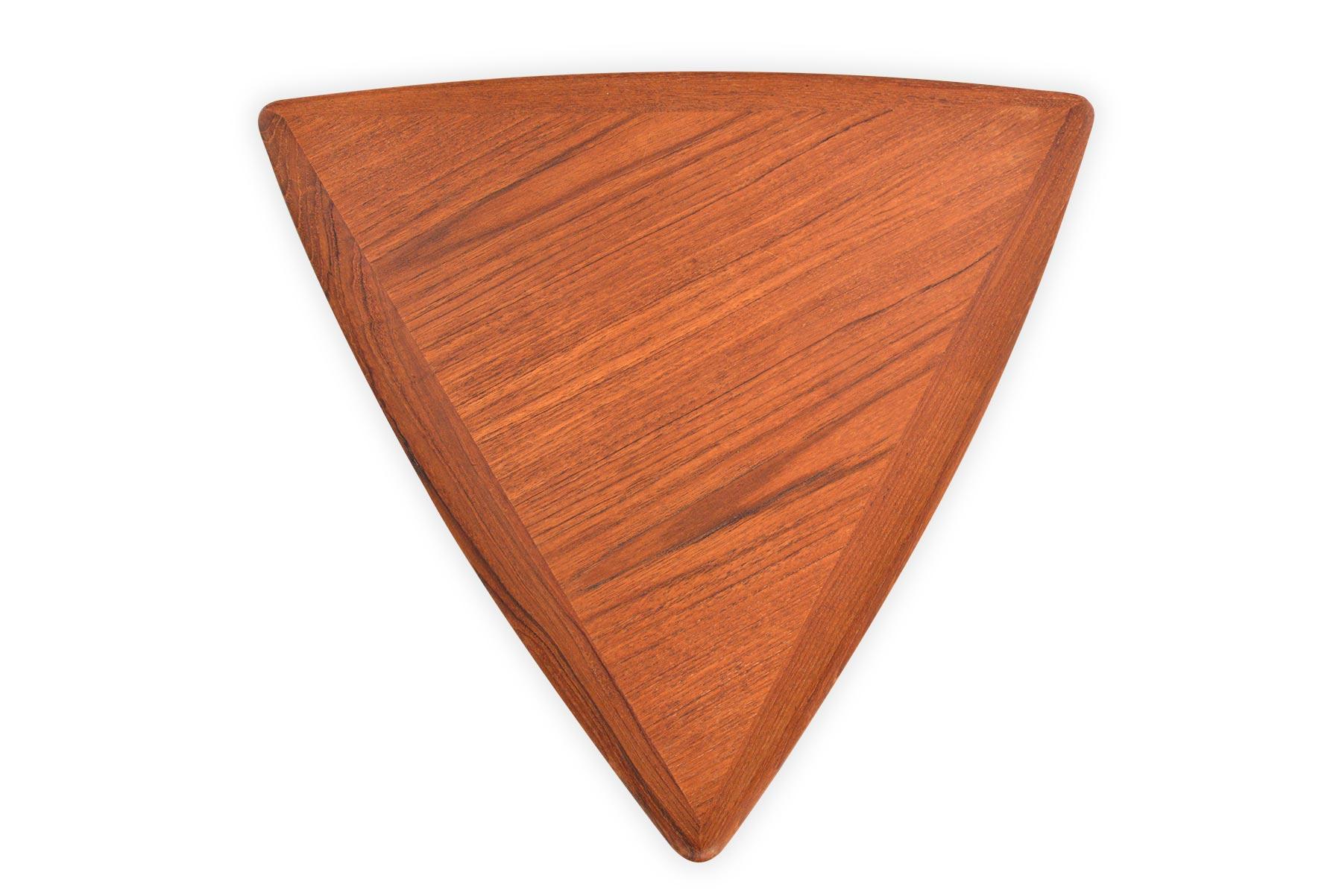 20th Century Danish Modern Teak Triangle Side Table with Rack