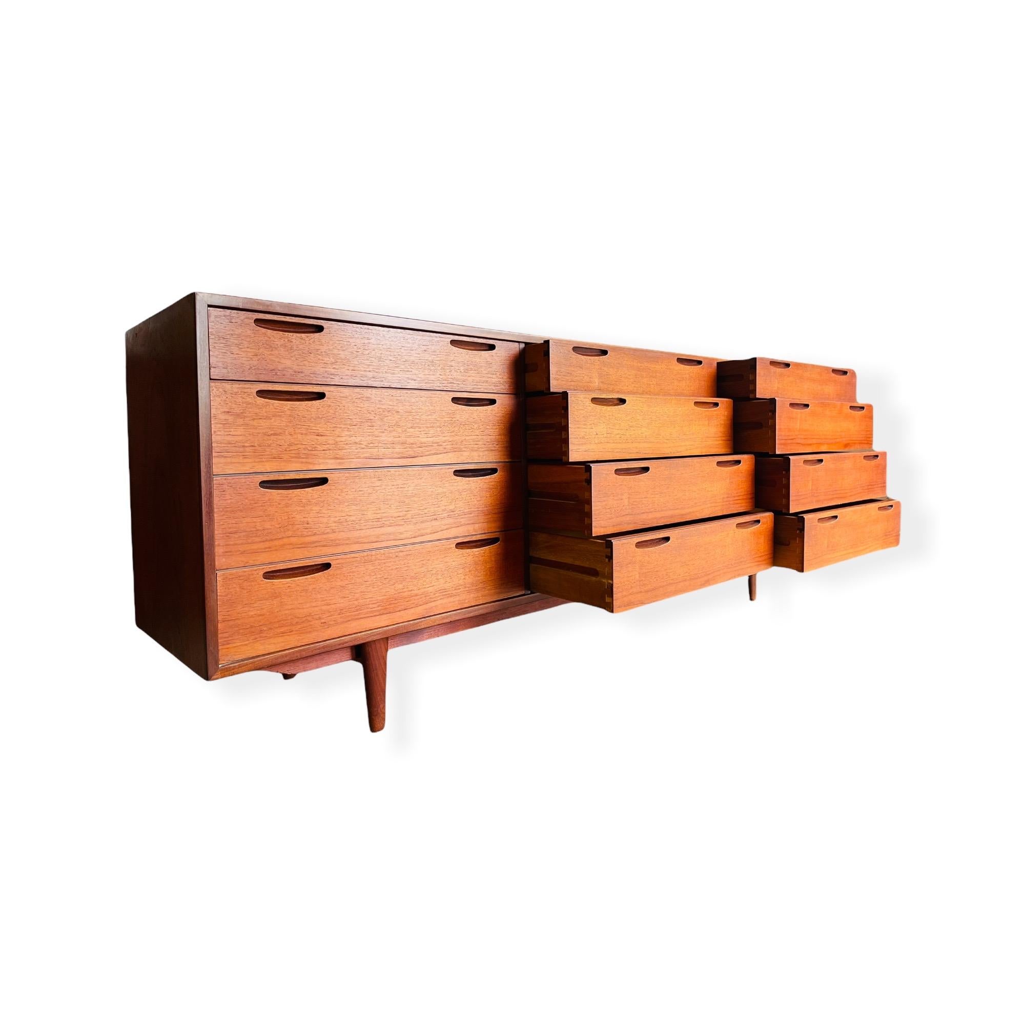 Mid-Century Modern Danish Modern Teak Triple Dresser by IB Kofod Larsen