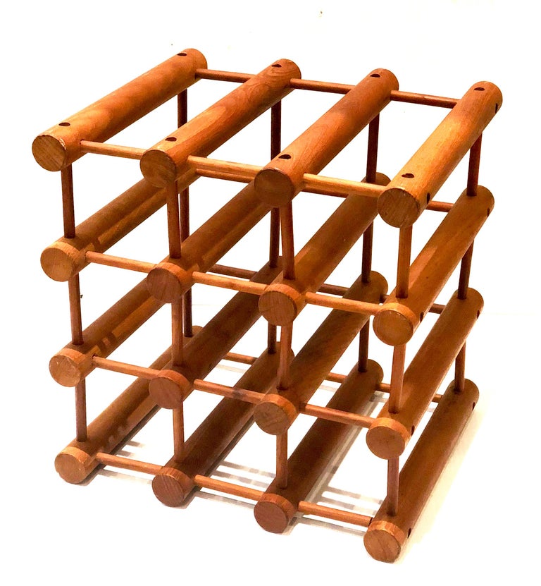 teak wine bottle holder