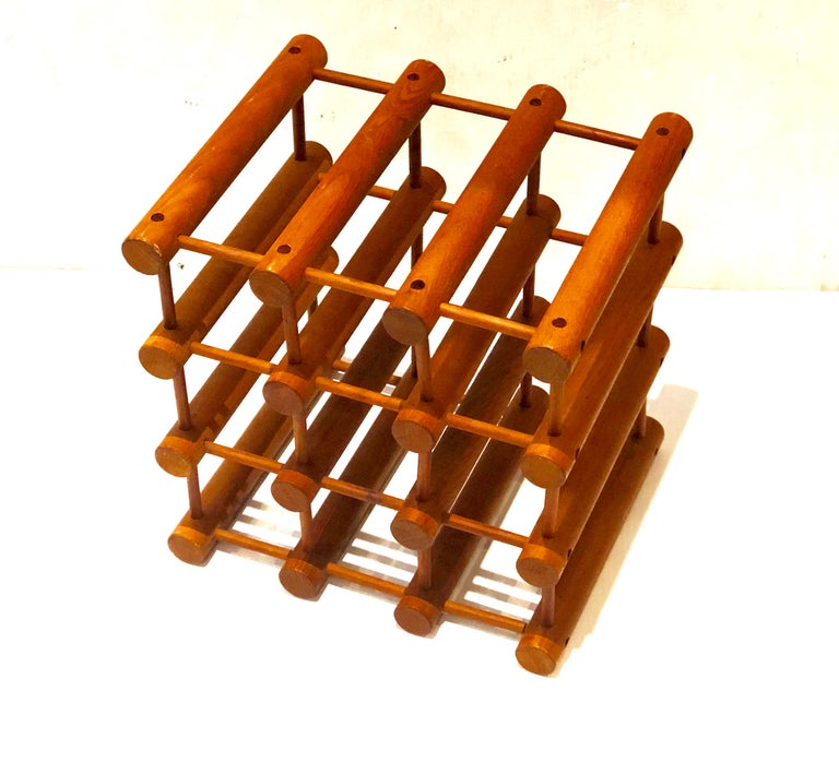 Danish Modern Teak Twelve Bottle Wine Rack or Holder by Nissen Langaa