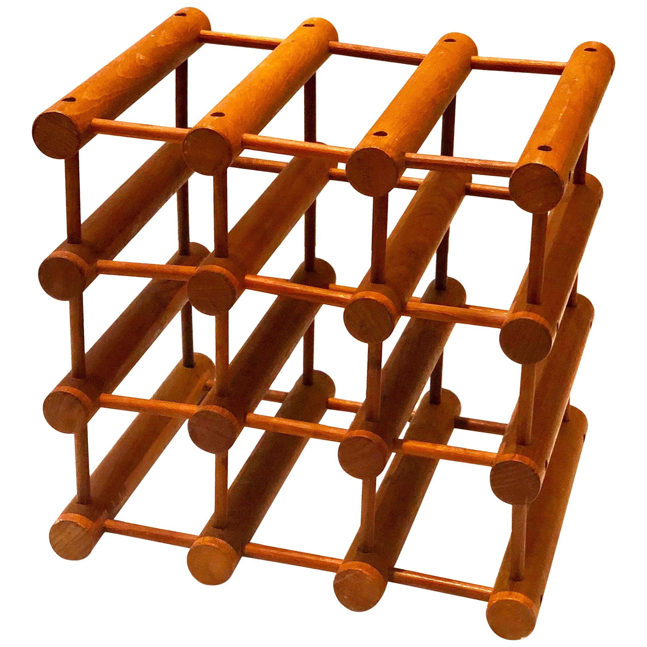 Danish Modern Teak Twelve Bottle Wine Rack or Holder by Nissen Langaa