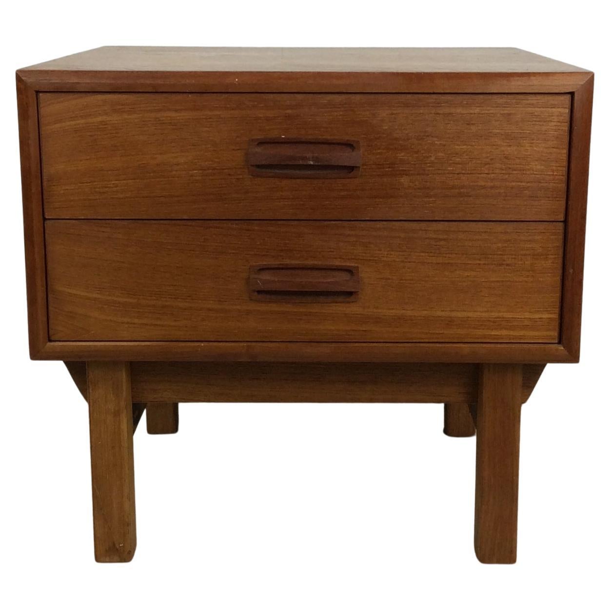 Danish Modern Teak Two Drawer Nightstand