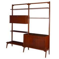 Danish Modern Teak “V Reol System” Stand-Alone Wall Unit Bookshelf by Erik Buch