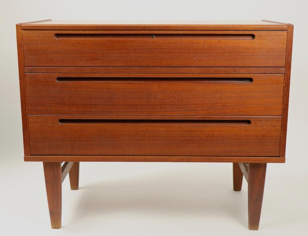 Scandinavian Modern Danish Modern Teak Vanity Dresser Chest of Drawers For Sale