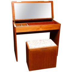 Danish Modern Teak Vanity with Storage Bench