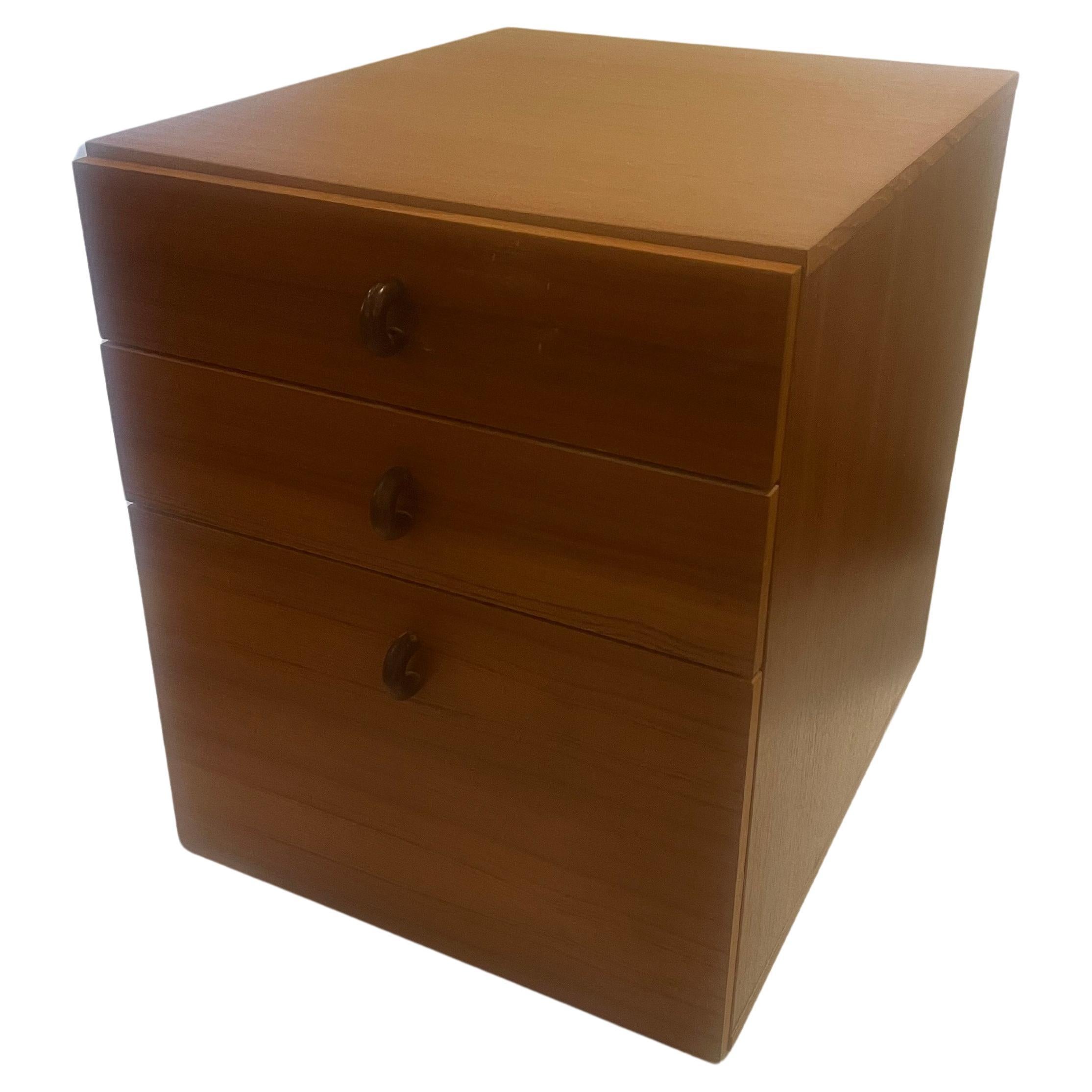 Scandinavian Modern Danish Modern Teak Versatile file Cabinet with Rosewood Handles on Casters