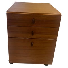 Danish Modern Teak Versatile file Cabinet with Rosewood Handles on Casters