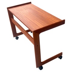 Danish Modern Teak Versatile Small Desk / TV Tray Mobile Low Table