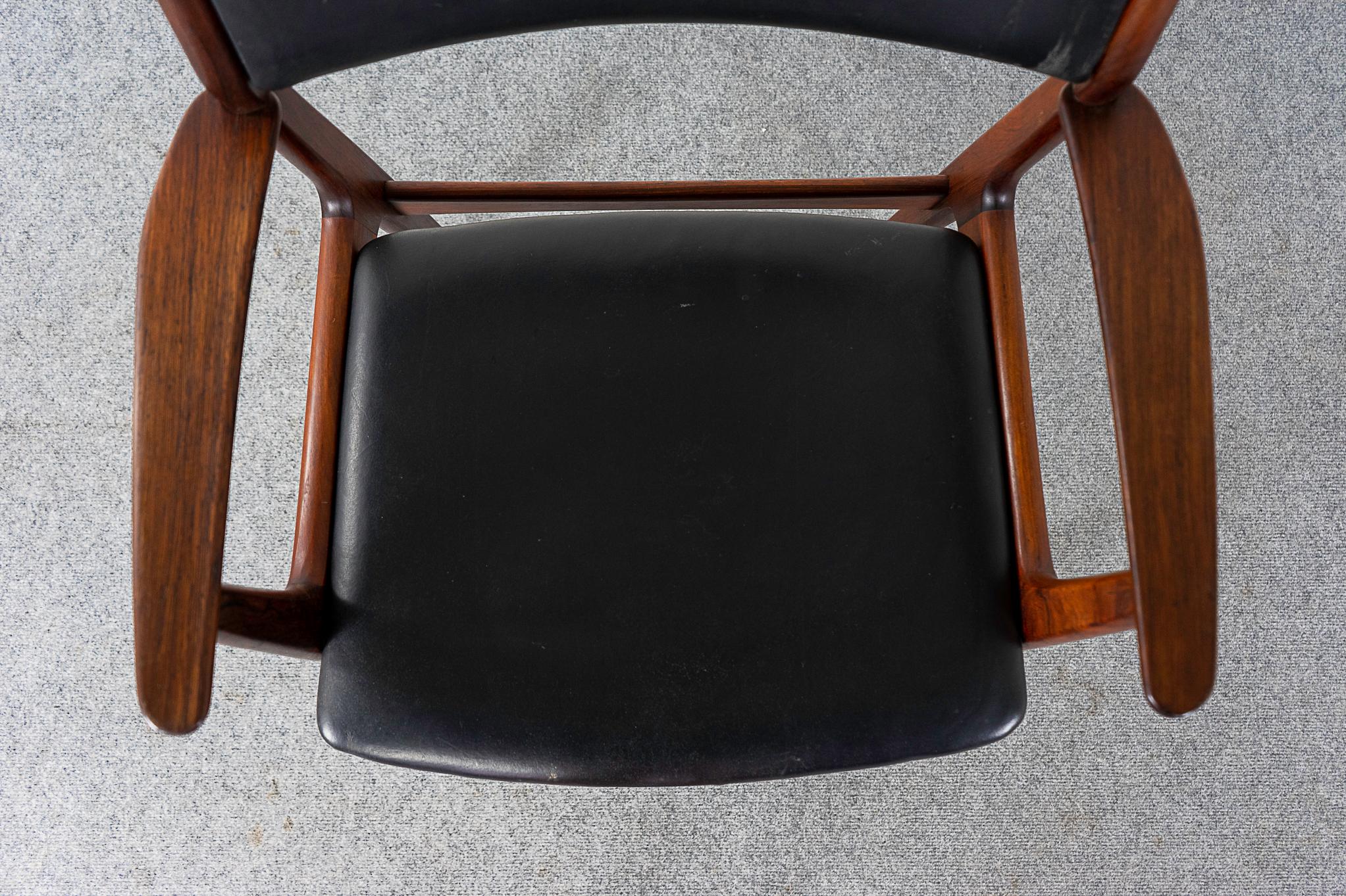 Mid-20th Century Danish Modern Teak & Vinyl Armchair For Sale