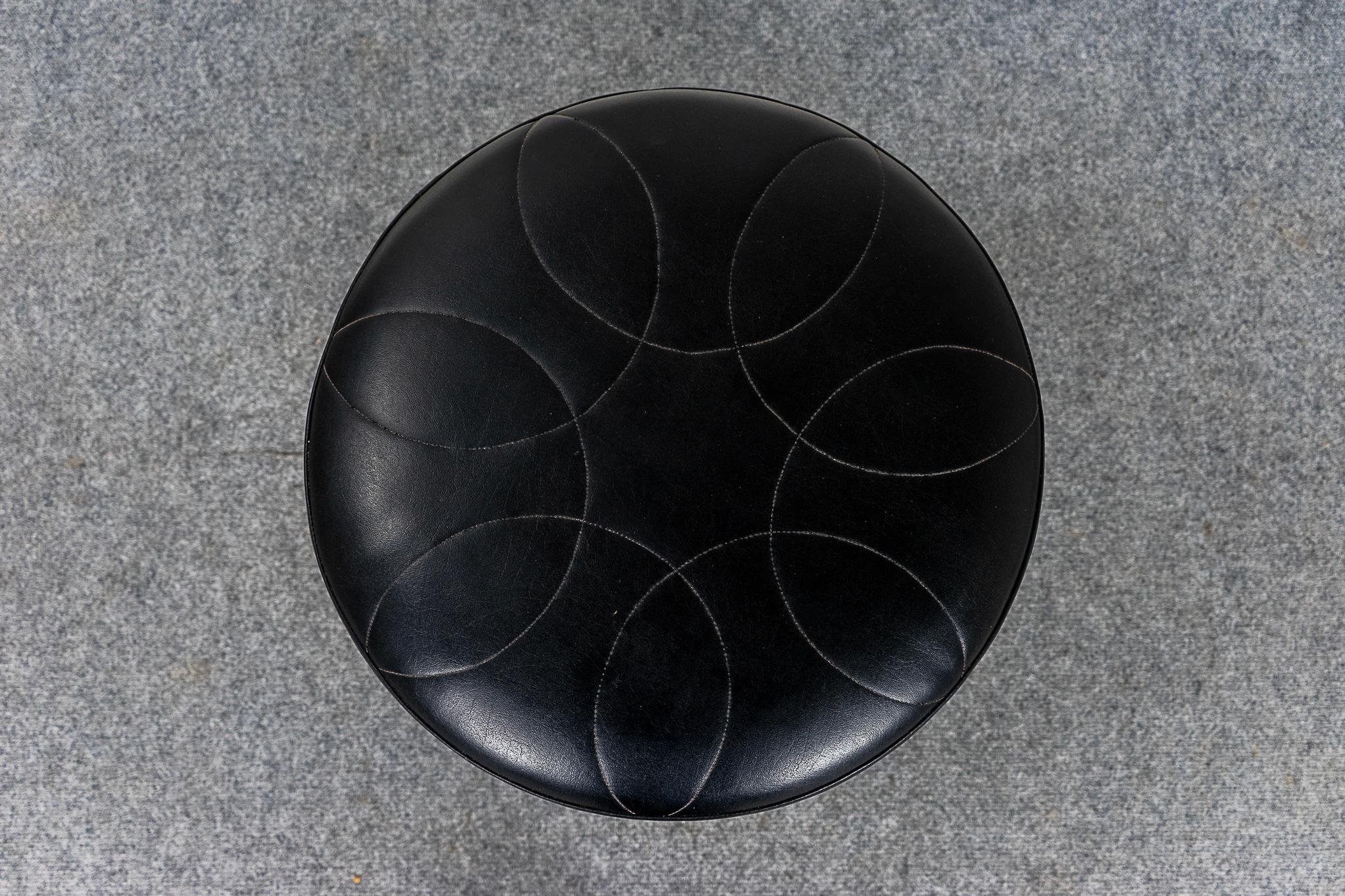Scandinavian Modern Danish Modern Teak & Vinyl Footstool