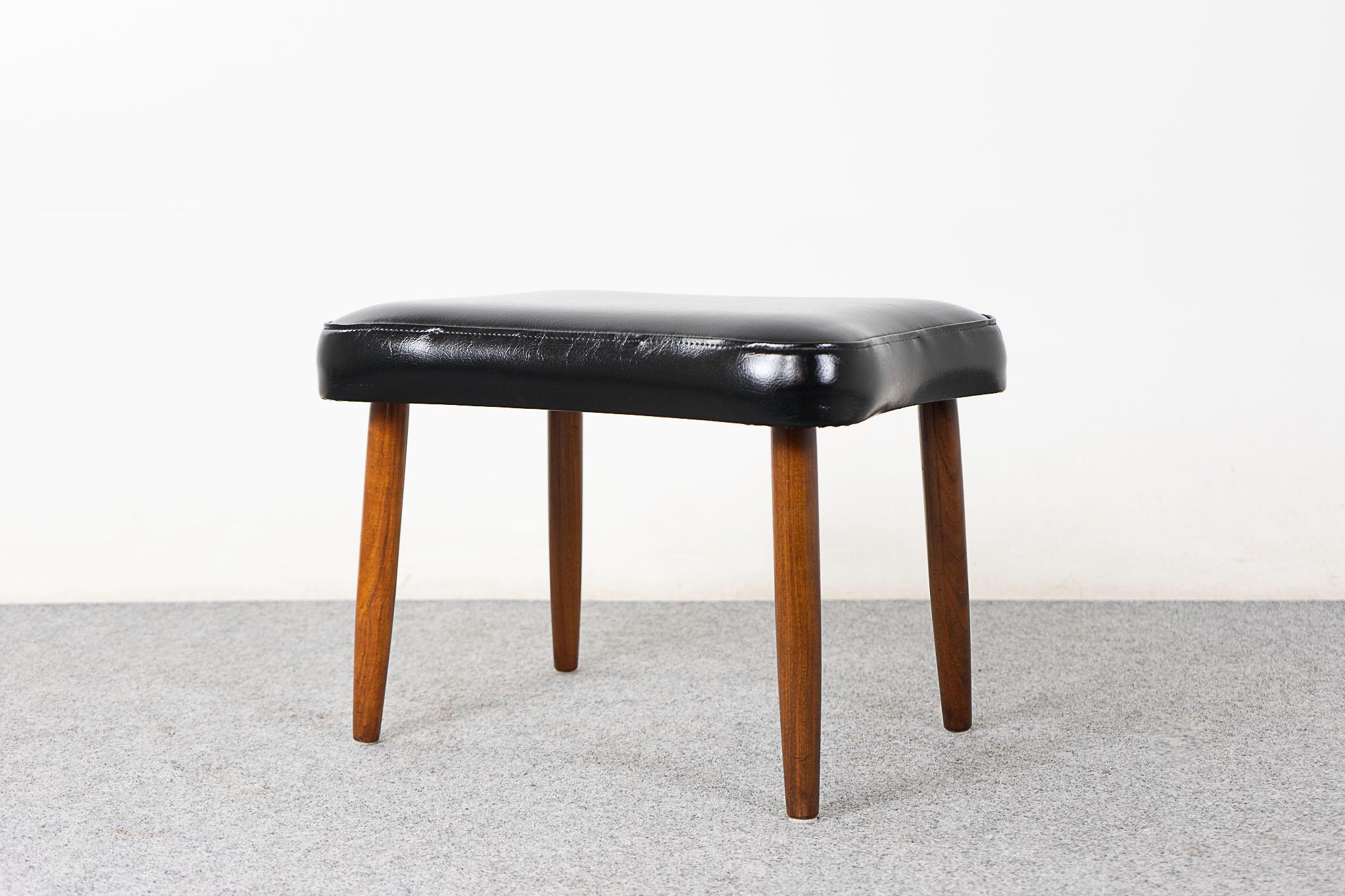 Mid-20th Century Danish Modern Teak & Vinyl Footstool For Sale