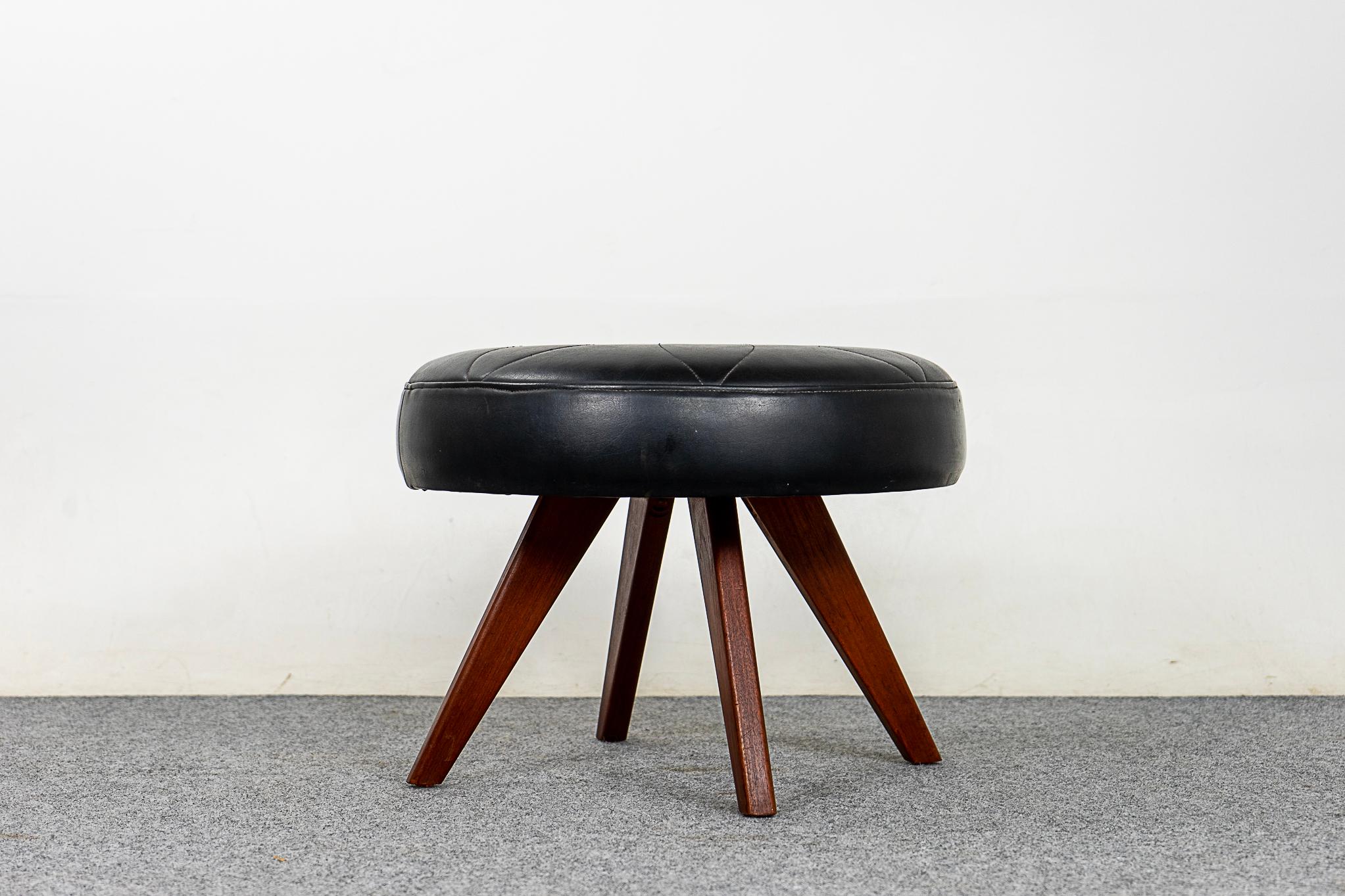 Danish Modern Teak & Vinyl Footstool 1