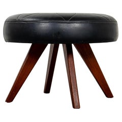 Danish Modern Teak & Vinyl Footstool