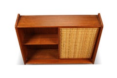 Danish Modern Teak Wall Cabinet With Cane Door + Light